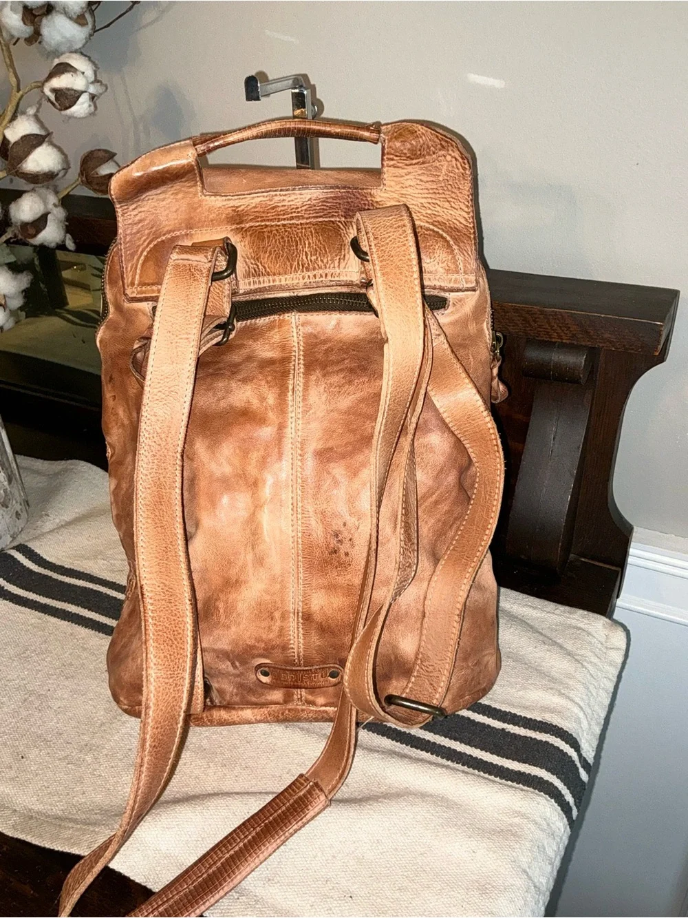 NWOT Bed Stu Patsy Convertible 4 Way Leather Backpack Tan Rustic Retail $335